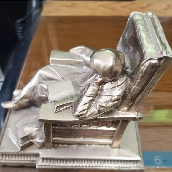 Vtg Cast Metal Bookends Philadelphia Manufacturing Thinking Scholar Book End Set - Picture 4 of 12